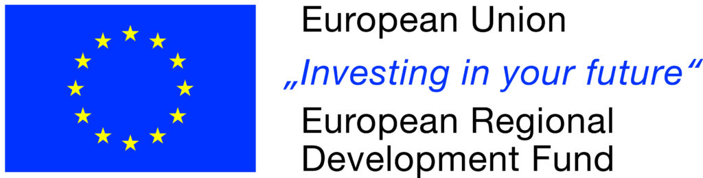 Logo der Europäischen Union mit dem Förderhinweis "Investing in your future" des European Regional Development Funds